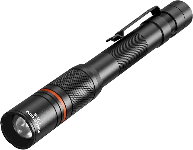 NICRON F72R Pen Light, Pocket Flashlight with Clip,5 Modes 450 lumens mini Rechargeable Flashlight Including Batteries, Focusing penlight ipx4 Waterproof for Work