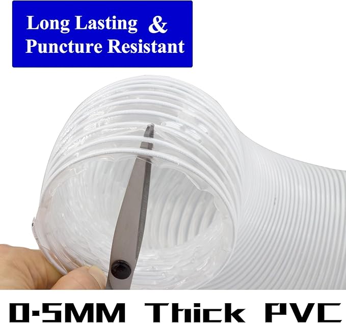 JUYO VONSAN 4 inch Dust Collection Hose 50ft Flexible Heavy Duty Clear PVC Dust Debris With Free 4"" Dust Hose Connector and Hose Clamps for Dust Collectors (4 inch x 50 ft)