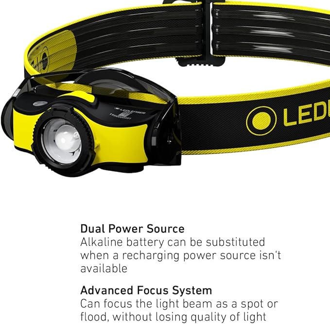 Ledlenser, iH5R High Power LED Professional Headlamp, Rechargeable or AA Alkaline Batteries, Compact, Lightweight, Multiple Helmet Mounting Options