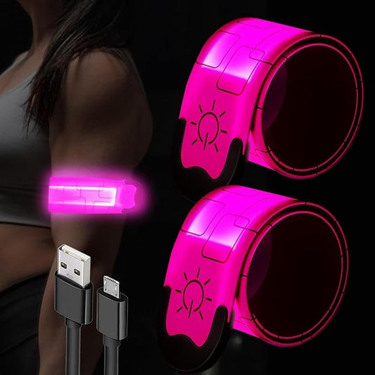 LED Armband for Running,USB Rechargeable Safety Light for Runners,High Visibility Light Up Band Reflective LED Bracelet for Night Walking Jogging Cycling Running Gear