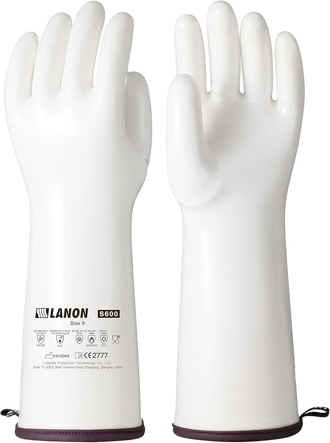 LANON 15" Liquid Silicone Heat Resistant Oven Gloves, Food Grade, CoralAir Liner, Waterproof, Extra Long, Large