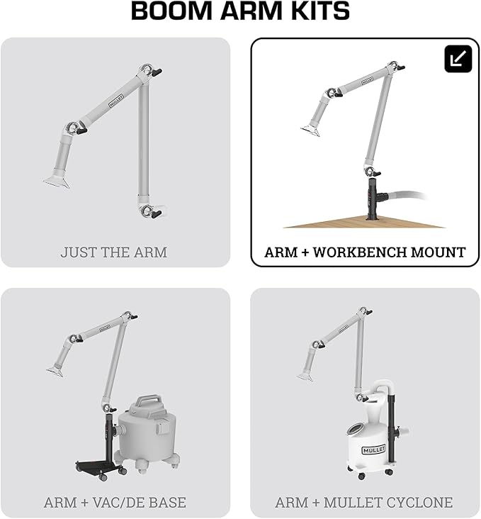 Mullet ThirdHand Dust Collection Boom Arm (Boom Arm + Workbench Mount)