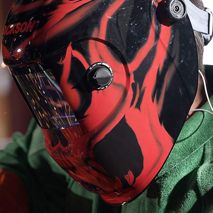 Jackson Safety Premium Graphic Welding Hood with ADF - Ultra Lightweight Auto Darkening Welding Helmet - ANSI Z87.1 (Multiple Styles)