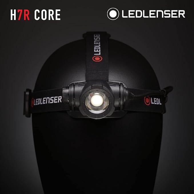 Ledlenser, H7R Core Rechargeable Headlamp, High Power LED, 1000 Lumens, Hands-Free Light for Home, Waterproof, Outdoor, Camping, and Emergency Use, Black
