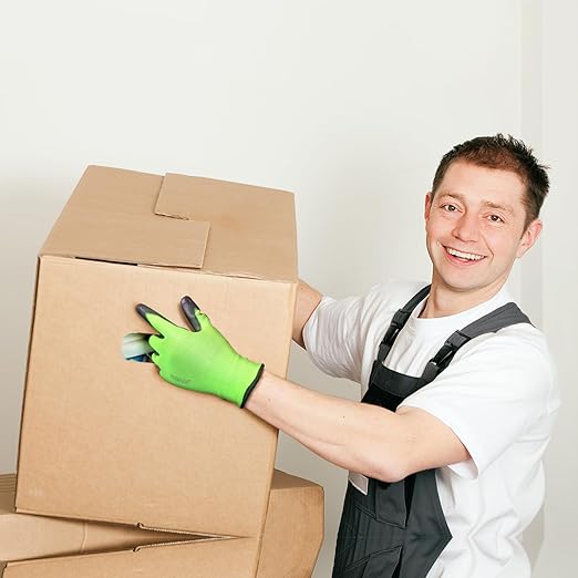 Kebada W1 Work Gloves for Men and Women, Touchscreen PU Coated Gloves with Grip, 50 Pairs Bulk Pack, Ideal for Warehouse Package Handling, Construction, Gardening, Green Small