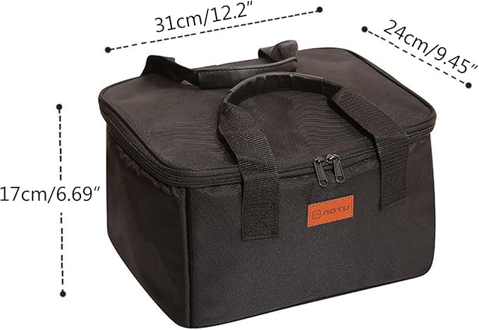 Muloo Portable Camping Cookware - Outdoor Carrying Picnic Tableware Organizers - Gas-Tank Oxford-Cloth Storage Bag - Easy to Use - Black