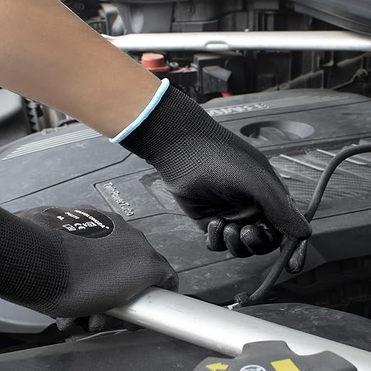 Kebada 120 Pairs Work Gloves Bulk Pack, Mens Work Gloves with Grip, PU Dipped Gloves for Warehouse, Construction, Gardening and Mechanics, Black, Small