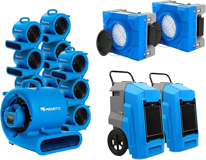 MOUNTO Water Damage Restoration Combo Package Deals (12xAir Mover, 2x Air Scrubber, 2x LGR Dehumidifiers)