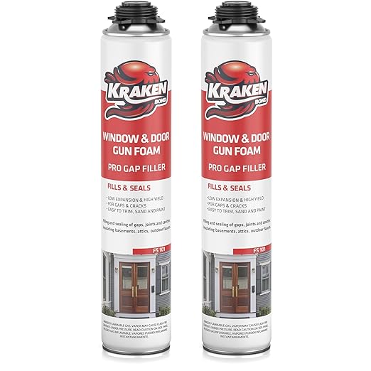 Kraken Bond Window & Door Expanding Foam Spray - (2x32oz) Professional Gap Filler, Low Expansion Polyurethane Spray Foam for Holes, Gun Use, Gun&Cleaner NOT Included - 2 Pack