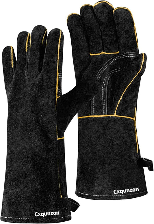 Leather MIG Welding Gloves - Heat Fire Resistant for Welding/Grilling/BBQ(Black/Brown/Blue)