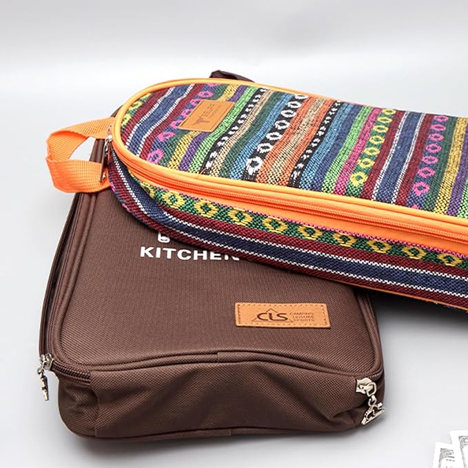 NatSumeBasics Camping Travel Cooking Utensils Organizer Travel Bag Portable Pouch for BBQ Camp Cookware Kitchen Kit