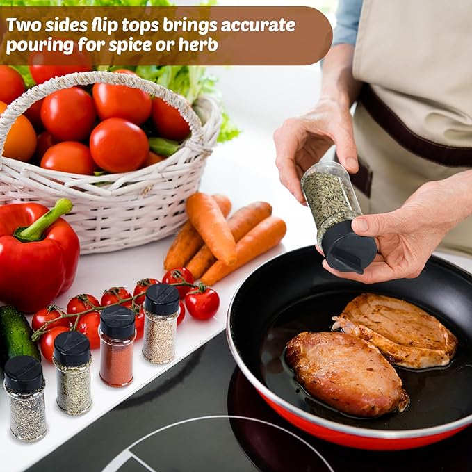 Jadive 36 Pcs Plastic Spice Jars with Shaker Lids Clear Spice Bottles Plastic Seasoning Containers Empty Shaker for Kitchen Storing Herbs Seasoning Powders Pepper Dry Goods