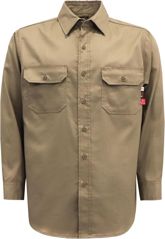 KONRECO FR Shirts for Men Fire Resistant Button Down Work Shirt 100% Cotton 6.5oz Lightweight Welding Shirts