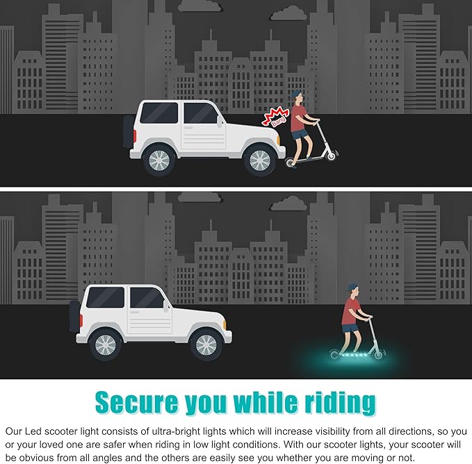 LED Scooter Deck Light, Remote Control Skateboard Light, 16 Color Change by Yourself, 10 Ft, Waterproof, Shockproof, Super Bright to Display at Night. Good Gift for Kids