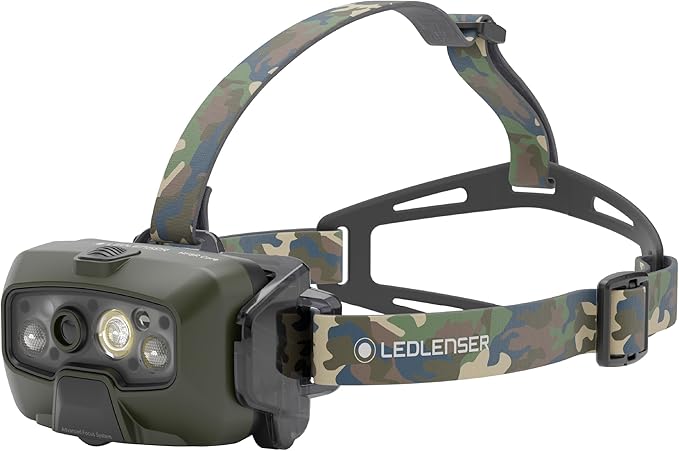 Ledlenser, HF8R CORE RGB, Hands Free, Rechargeable Headlamp, Dust and Water Resistant, 1600 Lumens, Camo