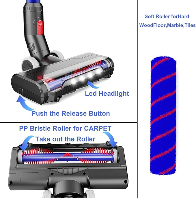 Motorized Brush with Headlights for Dyson V10 V11 Vacuum Cleaners,Updated Motorhead Attachment for HardWood Floor or Carpet Cleaning,Replacement Head Compatible with Dyson V10 Models