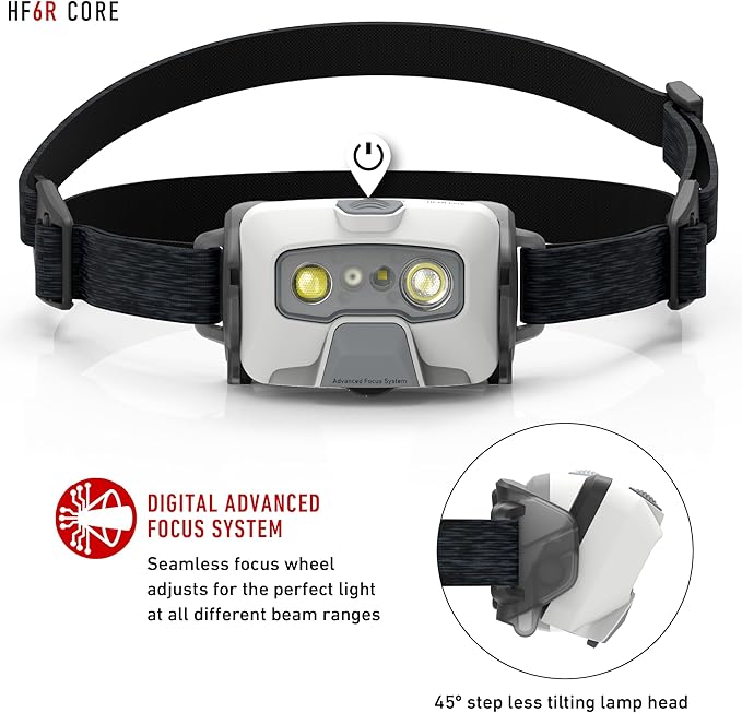 Ledlenser HF6R Core Hands Free, Rechargable Headlamp, Water Resistant, 800 Lumens, White