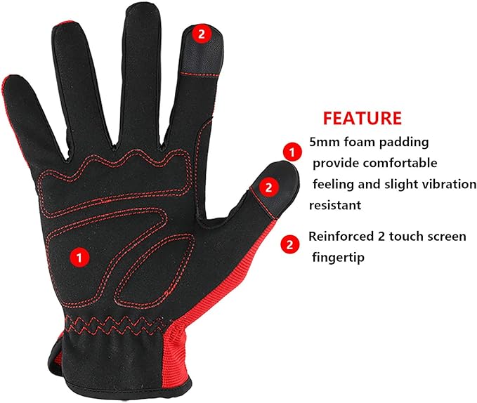DULFINE High Performance Work Gloves For Men(3 Pairs Pack), High Dexterity Touch Screen For Multipurpose,Excellent Grip (Medium)