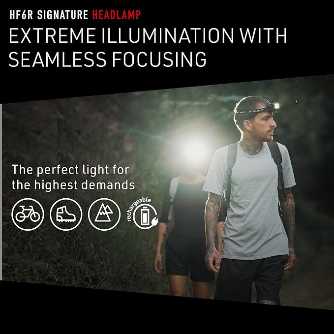 Ledlenser HF6R Signature Hands Free, Rechargeable Headlamp, Water Resistant, 1000 Lumens, Brown