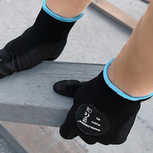 Kebada 120 Pairs Work Gloves Bulk Pack, Mens Work Gloves with Grip, PU Dipped Gloves for Warehouse, Construction, Gardening and Mechanics, Black, Small