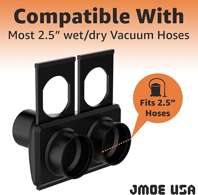 Jmoe USA 2.5 Inch Shop Vac Y Connector Splitter With Individual Blast Gates | Dust Collection Hose Splitter | Fits Ridgid, Craftsman, and Most Wet Dry Vacuums