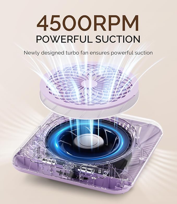 MelodySusie Nail Dust Collector,SproF Professional 4500 RPM Nail Vacuum Fan Vent Dust Collector with 3 Suction,Touch Control,Powerful Suction Nail Tech Tools Manicure Accessories for Nail Salon,Home