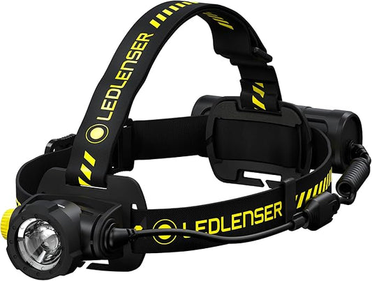 Ledlenser, H7R Work Rechargeable Headlamp, High Power LED,1000 Lumens, Advanced Focus System, Constant Light Output, Bright, Dimmable, Magnetic Charge System, Dustproof, Waterproof, Rubber Covers