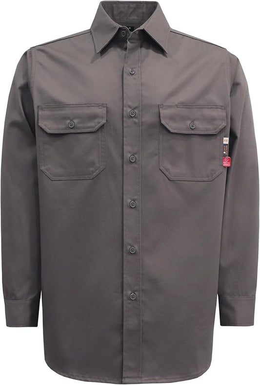 KONRECO FR Shirts for Men Fire Resistant Button Down Work Shirt 100% Cotton 6.5oz Lightweight Welding Shirts