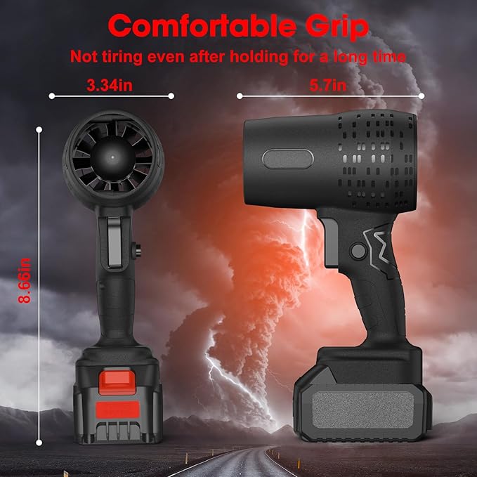 Leaf Blower with 21V*2 Pcs Batteries, 650000RPM Powerful Fan, High Variable Speed 200 MPH, Handheld Air Blower, Perfect for Car Drying, Patio Cleaning, Lawn Caring, Leaves Blowing (Black)