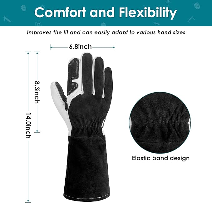 Leather Forge MIG Welding Gloves, 932℉ Heat Resistant Welding Gloves with Kevlar Stitching for MIG, TIG, Stick, Forge