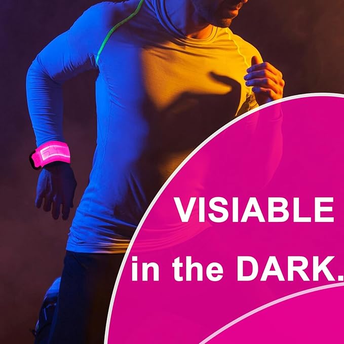LED Armband for Running,USB Rechargeable Safety Light for Runners,High Visibility Light Up Band Reflective LED Bracelet for Night Walking Jogging Cycling Running Gear