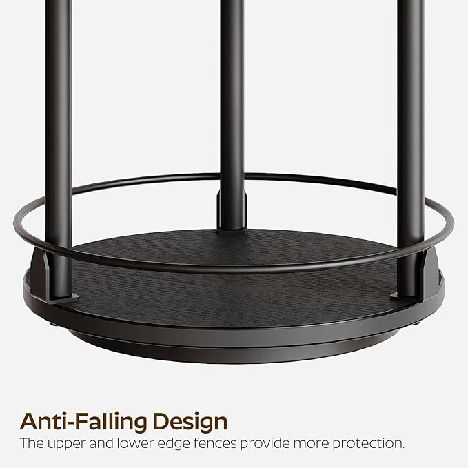 Lazy Susan Organizer, Rotating Spice Rack, 2 Tier Spice Turntable Organizer, Industrial Turntable Spice Holder, for Kitchen Countertop and Cabinet, Compact and Versatile, Black SR22BK