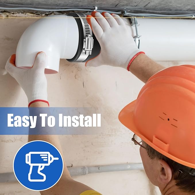 Minatee Dust Control Flex Cuffs with Stainless Steel Hose Clamps, Flexible PVC Coupling for Plastic and Copper Plumbing Connections, Connector Ports Dust Collection Fittings(2-1/2 Inch, 4 Pcs)