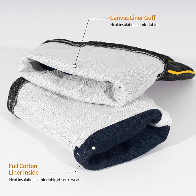 Leather MIG Welding Gloves - Heat Fire Resistant for Welding/Grilling/BBQ(Black/Brown/Blue)