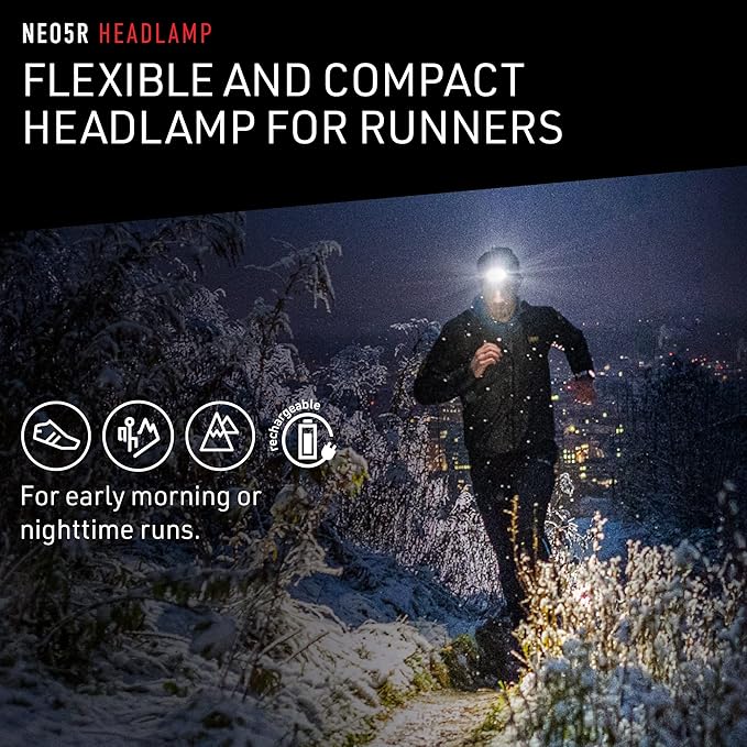 Ledlenser NEO5R LED headlamp Jogging, 600 lumens, Running lamp, Rechargeable, red Rear Light, Reflective Headband, Chest Strap, lamp Head swivelling (White)