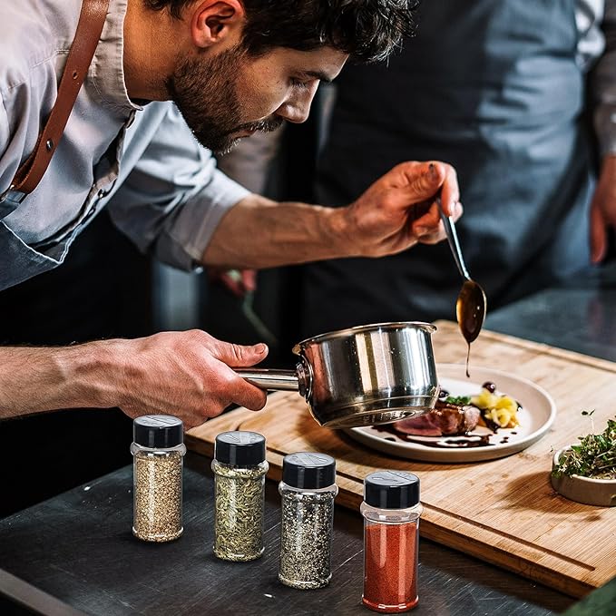 Jadive 36 Pcs Plastic Spice Jars with Shaker Lids Clear Spice Bottles Plastic Seasoning Containers Empty Shaker for Kitchen Storing Herbs Seasoning Powders Pepper Dry Goods