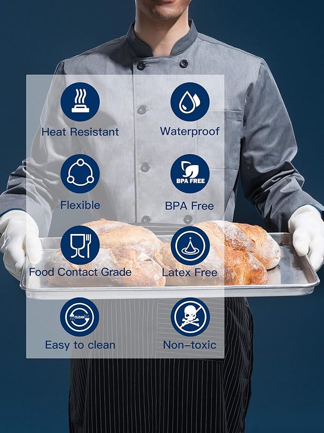 LANON Protection wahoo Liquid Silicone Smoker Oven Gloves, Food-Contact Grade, Heat Resistant Gloves for Cooking, Grilling, Baking, White, XXL/11