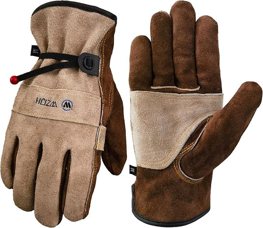 Leather Work Gloves for Men or Women. X-Large Glove for Gardening, Tig/Mig Welding, Construction, Chainsaw, Farm, Ranch, etc. Cowhide, Cotton Lined, Utility, Firm Grip, Durable. Coffee-grey XL