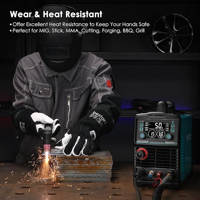 Leather Forge MIG Welding Gloves, 932℉ Heat Resistant Welding Gloves with Kevlar Stitching for MIG, TIG, Stick, Forge