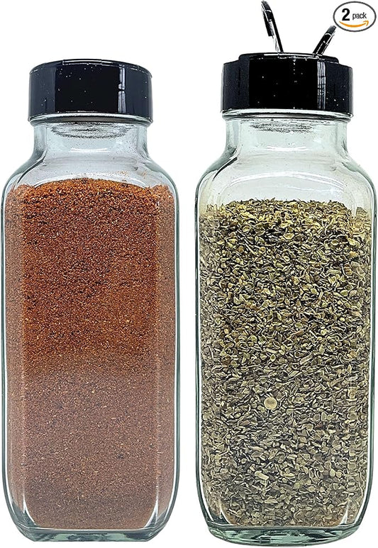 JARMING COLLECTIONS 8 oz Glass French Square Spice Jars with Shaker Lids - Elegant Design for Food Storage and Kitchen Organization - Enhance Your Spice Storage – Made in USA