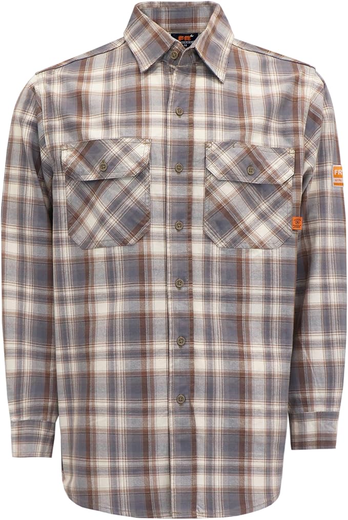 KONRECO FR Shirts for Men Fire Resistant Button Down Work Shirt 100% Cotton 6.5oz Lightweight Welding Shirts
