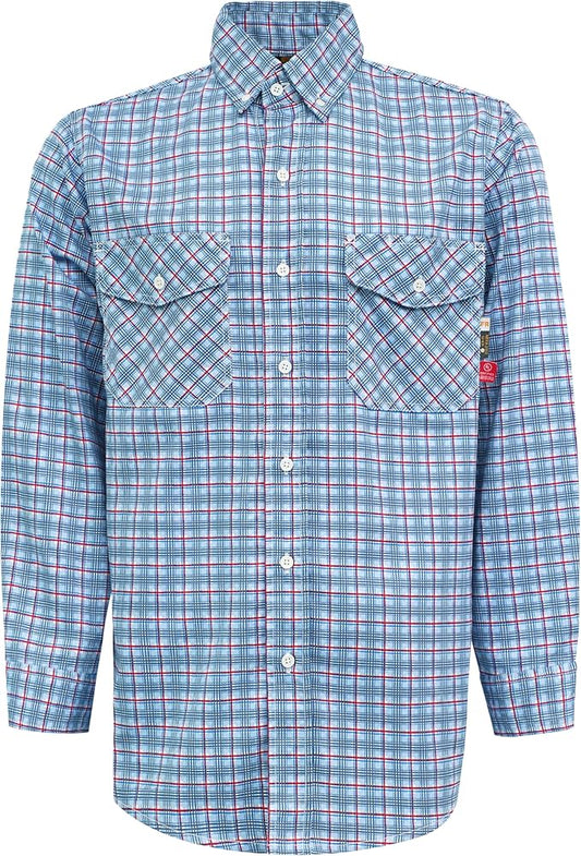 KONRECO FR Shirts for Men Fire Resistant Button Down Work Shirt 100% Cotton 6.5oz Lightweight Welding Shirts